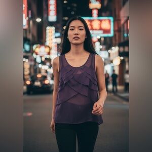 Ya Los Angeles Ruffled Purple Sleeveless Top